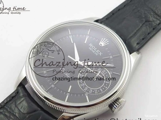 Date BP Markers Leather Real Strap Black Black on Edition Maker 50519 Sticks Dial SS Best SA3165 Cellini 0320